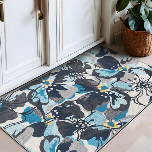 Rugshop Non-Slip Floral Fade Resistant Large Area Rug Gray 2'7" x 4'