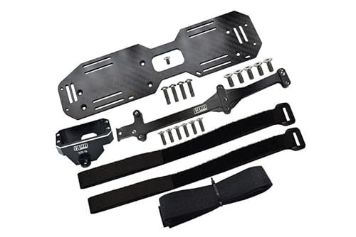 Aluminum 7075-T6 Servo Mount And Carbon Fiber Battery Compartment For Traxxas 1/8 4Wd Sledge Monster Truck 95076-4 - 22Pc Set Black #TOP6