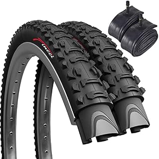 Fincci Set Pair 26 x 1.95 Bike Tyre 50-559 Foldable 60 TPI Tyres with Schrader Valve Inner Tubes for MTB Mountain Hybrid Bike Bicycle (Pack of 2)
