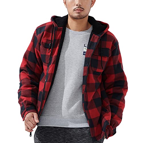 Image of Gary Com Heavyweight Sherpa Hoodies for Men, Thick Fleece Lined Full Zip Up Winter Warm Sweatshirts Work Jackets