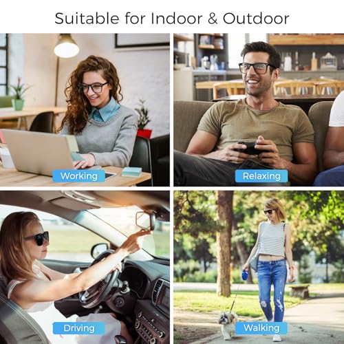 Image of Smart Glasses for Men Women, Bluetooth Audio Sunglasses with Color-Change Lenses Automatic Power On Off UV Protection Anti-Blue Lens Speakers Touch Control for Indoor Outdoor Walking Working