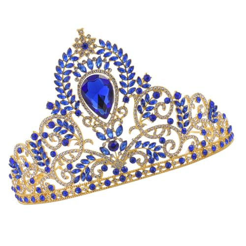Couronne baroque avec strass et diadème cheveux femme bleue ornement