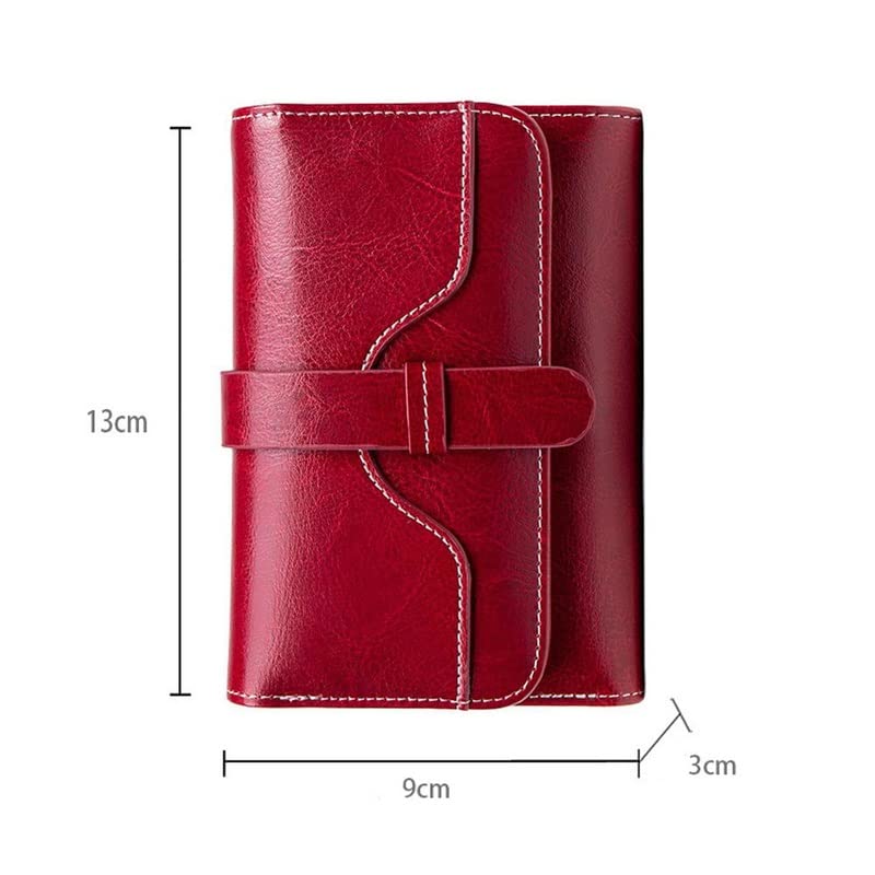 Tri-fold Coin Purse Buckle Retro Oil Wax Women's Wallet(E)2