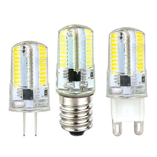RZL Éclairage, 10pcs AC220V / 110V Silicone DIRIGÉ Ampoules de maïs E11 E12 E14 E17 G4 G8 G9 LED Lampe d'ampoule 64ELÉS Lustre Dimmable Remplacer les lampes halogènes 40W(Cold White,E11 110V)