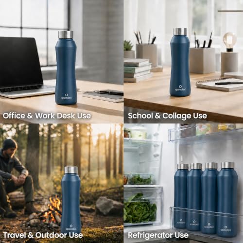 Image of Speedex Stainless Steel Water Bottle 1 Ltr, Leak Proof Screw Cap, BIS Approved 1000 ml Metal Bottle For Daily, Office, School, Gym, Travel Use for Men, Women, Kids, Adults, Teal Blue, Set of 1