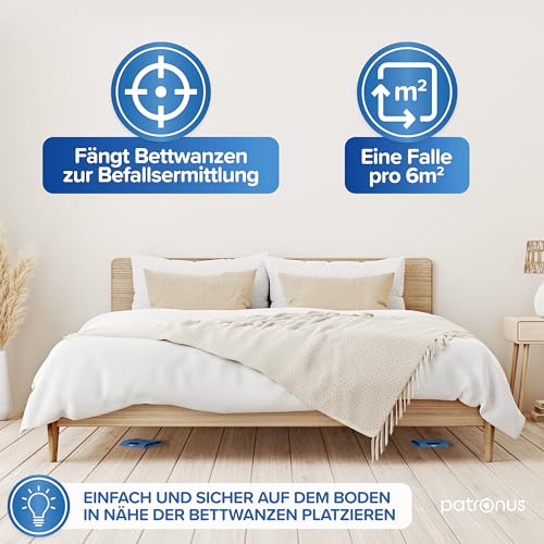 Bettwanzenfalle [5 Stück] Bettwanzenfalle zur Erkennung von Bettwanzenbefall - Überwachungszangenfalle im Set mit starken Lockmittel, Überwachungssystem hergestellt