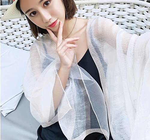 HURESON Lightweight Silk Scarf Elegant Soft Shawls and Wraps for Evening Dresses White glitter Scarves for All Seasons Gift for Women3