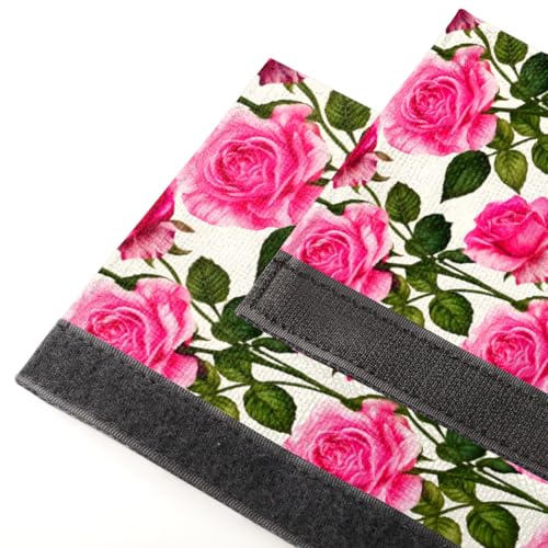 Image of Pardick Refrigerator Door Handle Covers Set of 2 Cotton Pink Rose Washable Fridge Dishwasher Mocrowave Oven Stove Decor Protector Handle Cover Keep Kitchen Appliance Clean from Food Stains Decorate