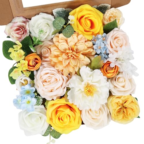 Luckinds 26PCS Artificial Flowers, Fake Roses Box Combo Set for DIY Decor