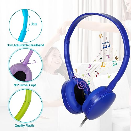 Image of Headphones Bulk 24 Pack for Classroom School,Wholesale Earphones | Class Set for Students Teens and Adult Multi Color 3.5mm Jack (12 Colors)