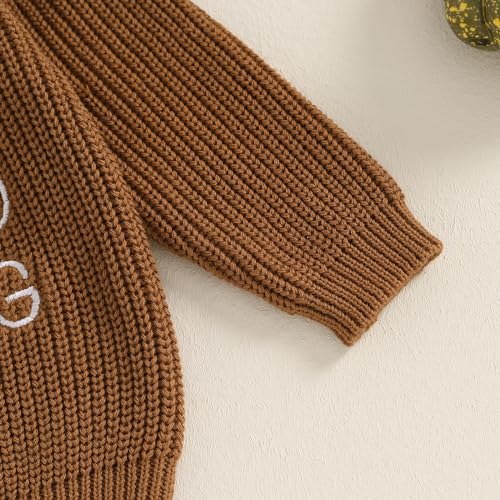 0-5T Toddler Baby Boy Halloween Outfit Pumpkin Knit Sweater Baby Boy Winter Long Sleeve Sweatshirt Top 6