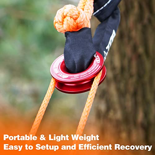 Image of ALL-TOP Recovery Ring 66000 LBS Winch Snatch Towing Ring, Tackle Pulley System, Rope Retention Safety Strap Included, Red