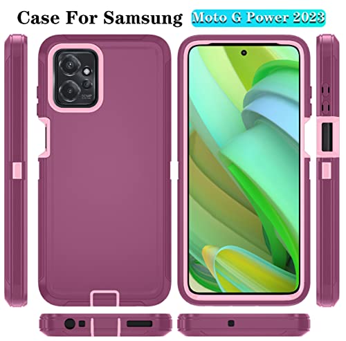 Onola For Motorola Moto G Power 5G 2023 Case With Hd Screen Protector (2 Packs), [Not For Moto G Power 2022], Shockproof Dustproof 3 In 1 Durable Case For Moto G Power 5G 2023 (Winered Pink) #TOP3