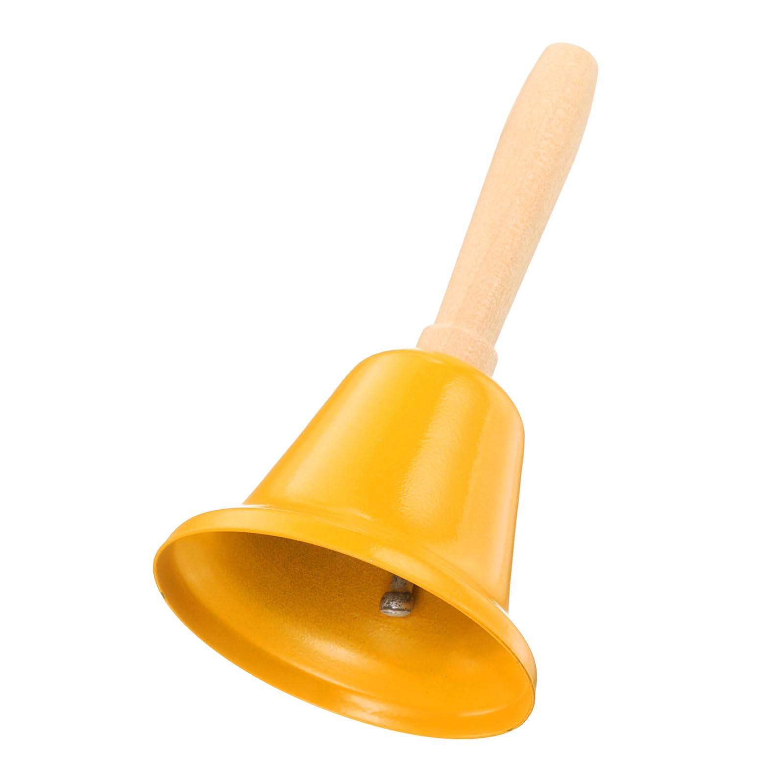 sourcing map Small Hand Bell, 2.36" Service Call Bell with Wood Handle for Christmas Party Restaurant Dinner Animal Training Home Decor, Yellow