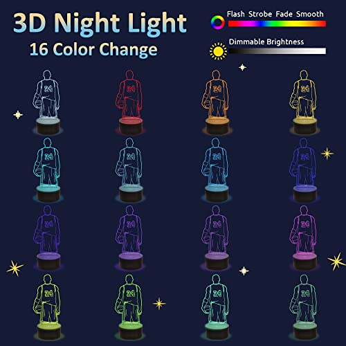 Basketbal Speler Kinderen Nachtkastje Licht, Attivolife 3D Illusie Nacht Lamp Verjaardag Geschenken voor Sport Minnaar… - Afbeelding 4