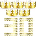 Crtiin 30 Pcs Gold Paper Crown for Adults Princess Hats Crafts Birthday Party Bulk Crowns for School Classroom(Classic Style)