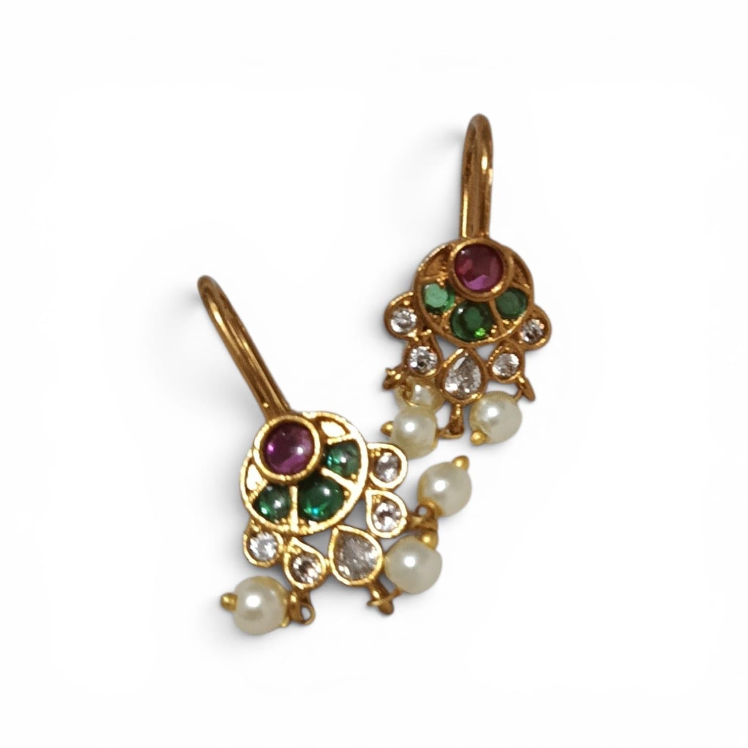 Gold-Toned Kundan Drop Earrings.-image-37