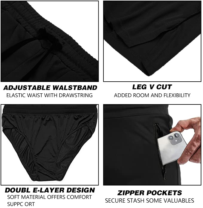 EVERWORTH Men's 3" Inseam Workout Shorts Quick Dry Gym Short Shorts Lightweight Shorts for Men with Liner and Zipper Pockets3