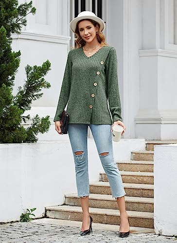 Image of Dimur Sweaters for Women Trendy 2025 Long Sleeve Shirts Ligheweight Sweatshirt Loose Fit Tunic Tops