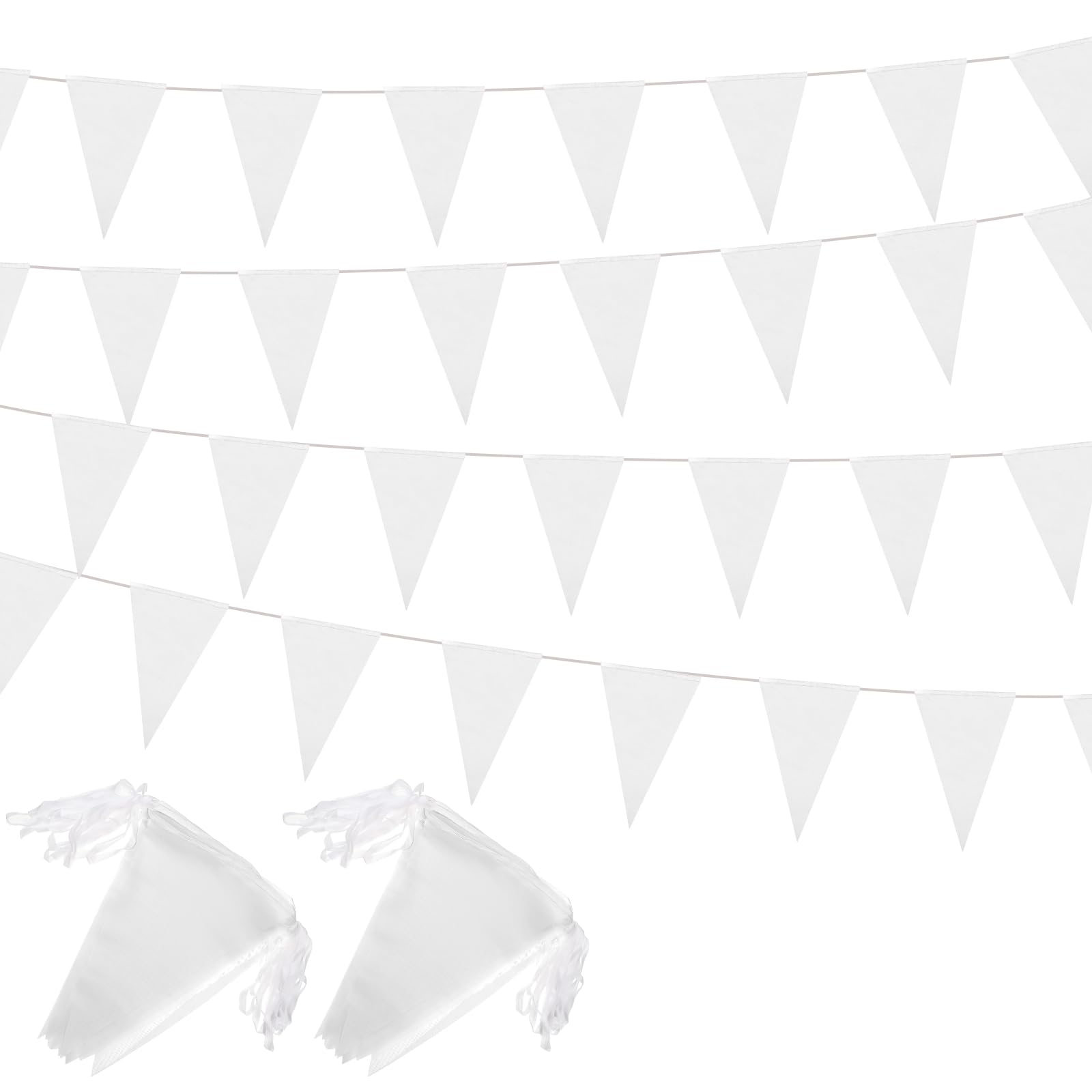 Guirlande fanions blancs 90 m pour décoration anniversaire et ouverture de magasin
