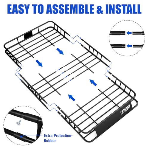 Image of LWTURMRT 54 inch x 36 inch Roof Rack Cargo Basket, 300LBS Universal Rooftop Cargo Carrier