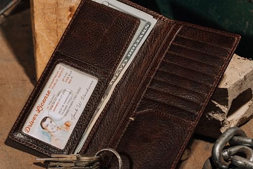 House of Jack Co. Jack Long Bifold Wallet for Men and Outdoorsmen, Full Grain Cowhide Leather Rodeo Wallet, Brown3