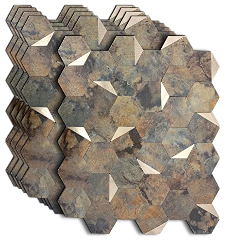 Rénover un mur abîmé avec le carrelage adhésif PVC hexagonal - 2