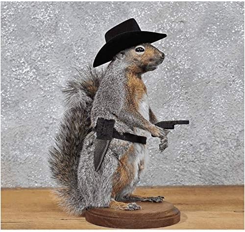 Cowboy Squirrel Taxidermy Statue on Base