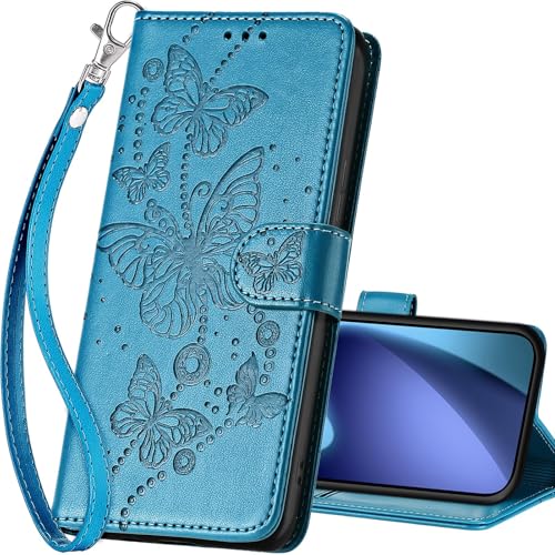 Étui portefeuille iPhone 17 Air anti-rayure avec clapet support et motif papillon