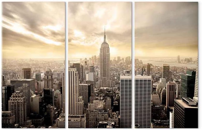 artgeist Acoustic Canvas Wall Art New York 47x31 in - 3pcs Picture with Acoustic Foam Sound Print Artwork Room Acoustics Soundproofing 9020130