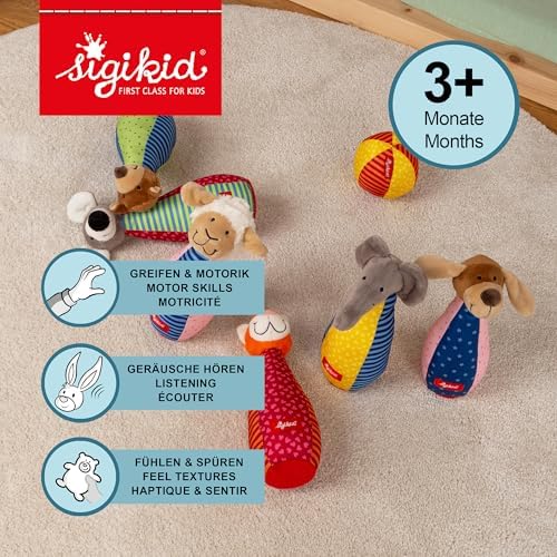 2. Bild von SIGIKID 49520 Kegelspiel Soft PlayQ Mädchen und Jungen Babyspielzeug empfohlen ab 3 Monaten mehrfarbig