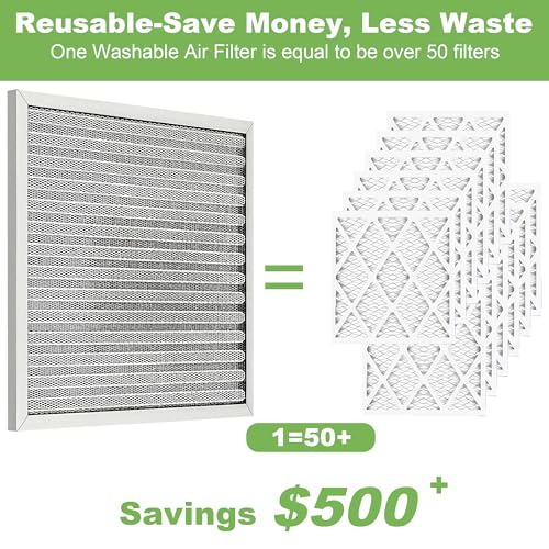 16x20x1 HVAC Furnace Air Filter Reusable& Washable, MERV 8, Electrostatic, Lasts a Lifetime, Breathe Fresher Air in Home and Office (Actual Size: 15.5x19.75x0.82 Inch) by UNBOSOM - Used condition - Image 6