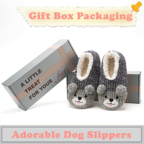 Image of The Metluks Cute Animal House Slippers, Warm Fuzzy Slipper Socks with Grippers Non Slip, Cozy Funny Gifts