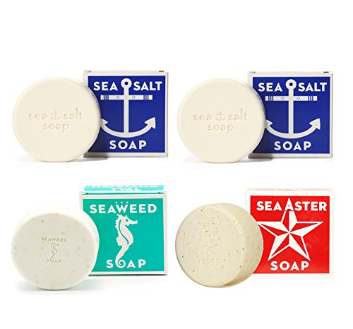 Swedish Dream 4pack Mix(2 Sea Salt+1 Seaweed+1 Sea Aster) Soap Bar 4.3oz Natural