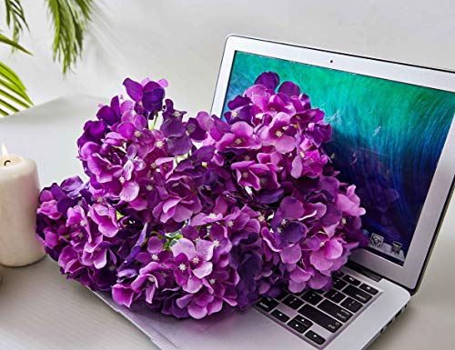 Kislohum Artificial Hydrangea Flower Heads 10 Dark Purple Hydrangea Silk Flowers Head For Wedding Centerpieces Bouquets Diy Floral Decor Home Decoration With Long Stems #TOP5