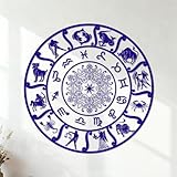 Calcomanías de letras Horóscopo astrológico zodiaco 12 signos del zodíaco rasi Conjunto de iconos y símbolos 35x35cm Removible sin dejar pegamento Azul oscuro