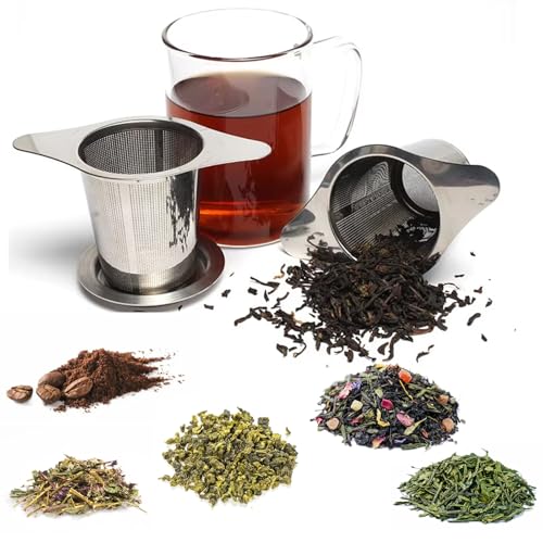 Tea Infuser Strainers for Loose Tea,Stainless Steel Loose Leaf Tea Strainer Stepper, Extra Fine Mesh with Heat Proof Double Handles, Fits Cups, Mugs, Teapots