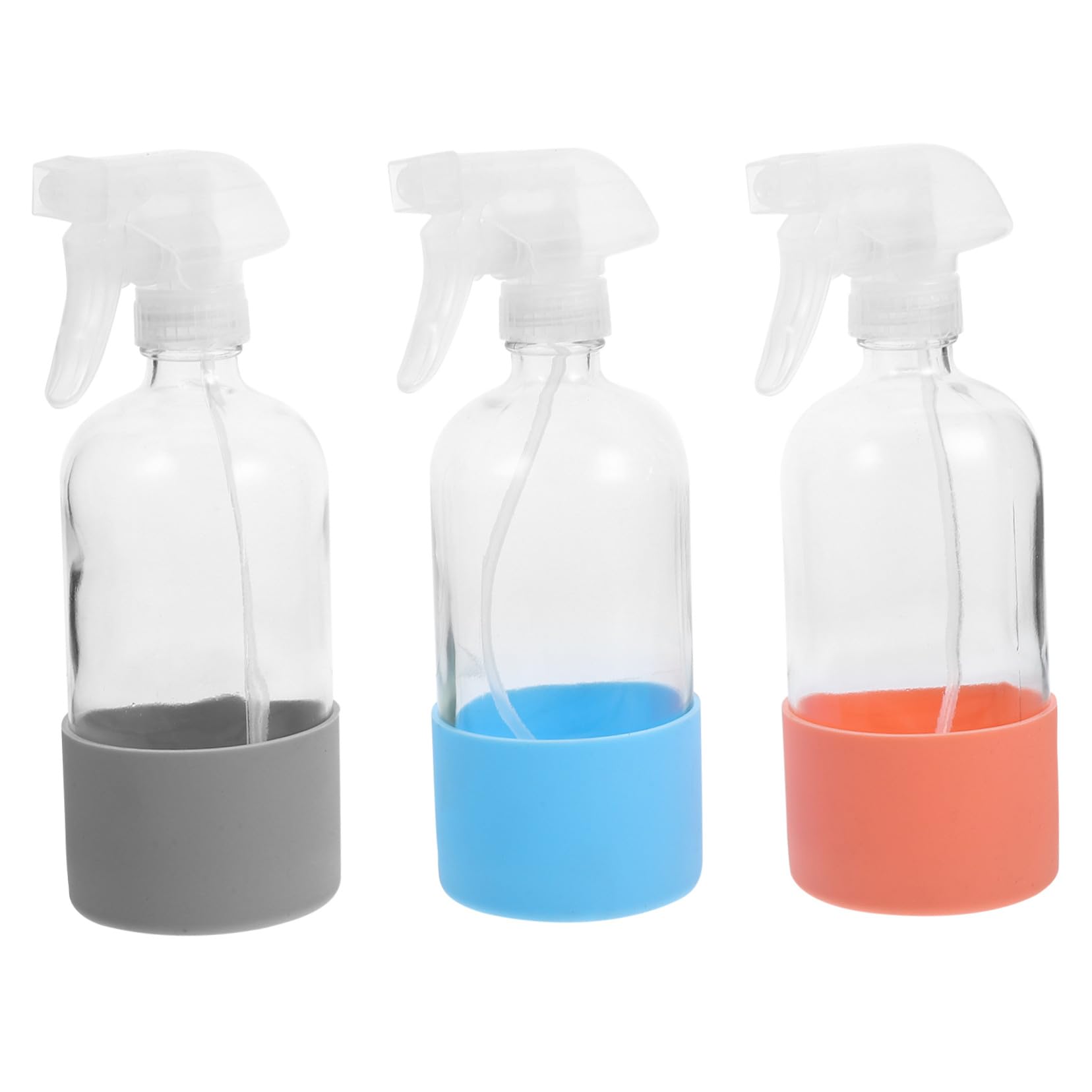 Homoyoyo 3 Stück Leere 500ml Glas Sprühflaschen mit Rutschfestem Silikonboden Wiederbefüllbar Feiner Sprühnebel für Pflanzenpflege Küche und Garten