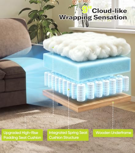 Image of Welzona 3-Layers Cloud Loveseat Sofa, 51 inch Small Couch, Teddy Small Sofa