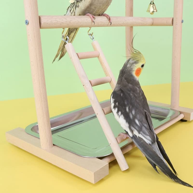 Percha para pájaros Soporte de Percha for pájaros, Soporte Juegos for Loros con Espejo Escalera, Juguete for Masticar y Tazas alimentación