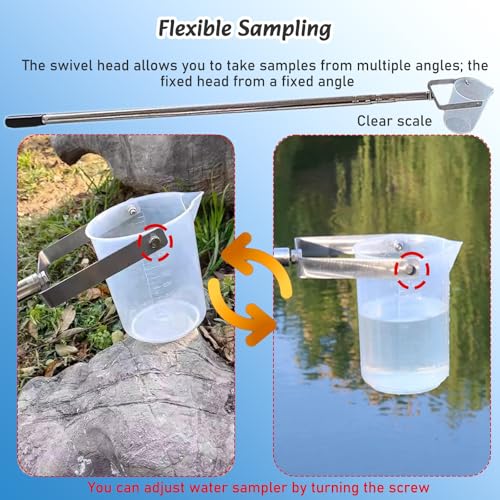 Dipper per campionamento dell'acqua retrattile, kit portatile da 500 ml per fiumi e laghi, asta flessibile per campionatore d'acqua per una facile raccolta e test