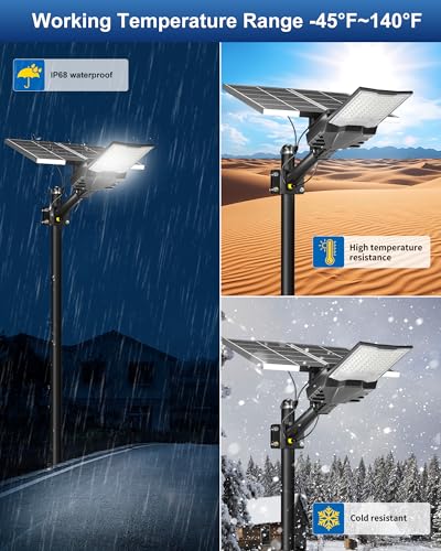 Image of Ofuray OL-8000W Solar Street Lights Outdoor,Ultra High Power Solar Security Flood Lights Parking Lot Lights Commercial Dusk to Dawn,IP67 6500k Led with Remote for Street,Court,Barn