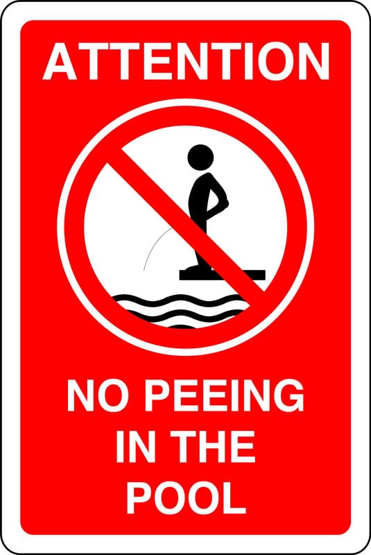No peeing in the pool - no sailing, deep water, slippery - 1.2mm Rigid plastic for indoor/outdoor usage (400mm x 300mm) Viewing Distance within 14m.