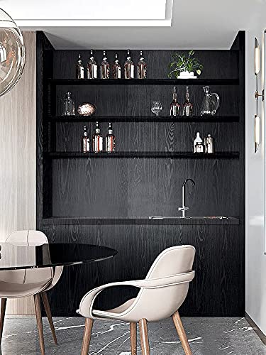 Papel pintado efecto madera negra texturizada vinilo premium de alta opacidad 4