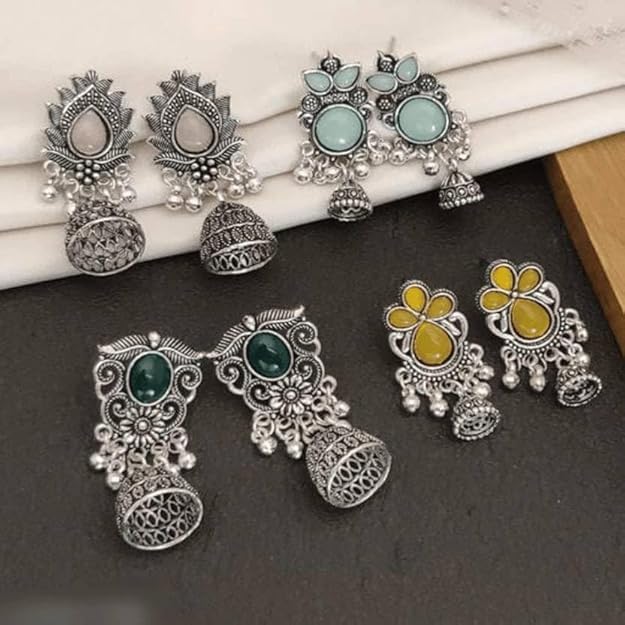 Image of EiVAA Traditional & Designer Alloy Jhumki Earrings for Women & Girls | Lightweight Daily Use Earrings | Ethnic Stylish Jewelry for Casual, Festive & Wedding Outfits | Fashion Earrings