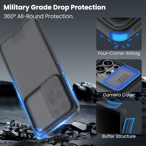 Image of Nillkin Case for Galaxy S25 Ultra 5G, Translucent Design,Slim Stylish Protective Case with Slide Camera Cover, for Galaxy S25 Ultra Case 6.9 inch (Translucent Black)