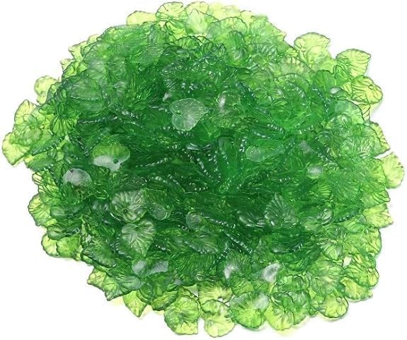 200 Pcs Transparent Green Acrylic Leaf Pendants Leaf Bead Charms with Hole for Earring Bracelet Necklace Jewelry Making DIY Craft, Charms, Decorations (15mm)