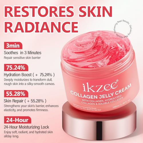 Collagen Jelly Cream - Instant Face Lift & 24h Hydration - Korean Skincare with Hydrolyzed Collagen - No Artificial Colors, 3.38 Fl Oz - Real Results, Transform Your Skin - Image 3