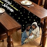Heyfary Black Santa Table Runner African American Christmas Decorations