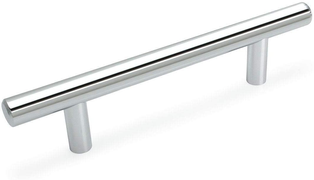 Cosmas 10 Pack 305-4CH Polished Chrome Cabinet Hardware Euro Style Bar Handle Pull - 4" Hole Centers, 6-3/8" Overall Length